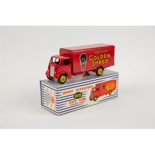 383 - Dinky Supertoys Guy Van 'Golden Shred' (919). In bright red livery, with yellow wheels and black tyr... 