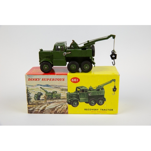 388 - Dinky Supertoys Recovery Tractor (661). A scarce late example in olive green, with window glazing an... 