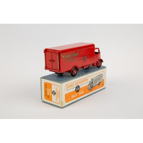 389 - Dinky Supertoys Guy Van (514). In Slumberland red with red wheels, complete with both rear doors. Bo... 