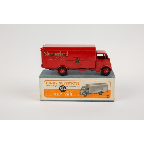 389 - Dinky Supertoys Guy Van (514). In Slumberland red with red wheels, complete with both rear doors. Bo... 