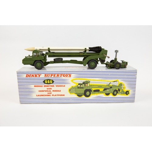 393 - Dinky Supertoys Missile Erector Vehicle with Corporal Missile (666). In 0live green with white missi... 