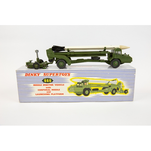 393 - Dinky Supertoys Missile Erector Vehicle with Corporal Missile (666). In 0live green with white missi... 