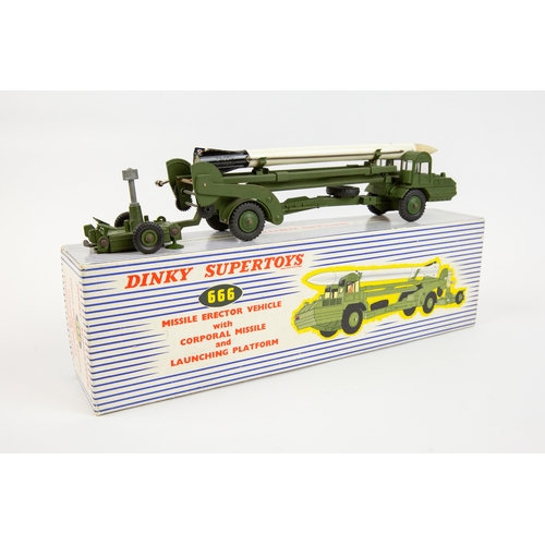 393 - Dinky Supertoys Missile Erector Vehicle with Corporal Missile (666). In 0live green with white missi... 