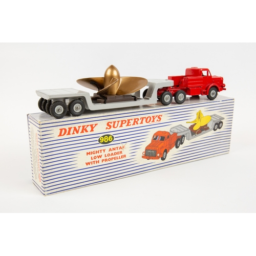 394 - Dinky Supertoys Mighty Antar Low Loader with Propeller load (986). Red tractor unit with driver and ... 