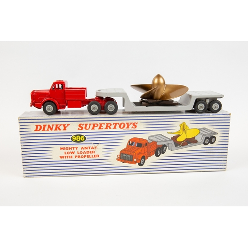 394 - Dinky Supertoys Mighty Antar Low Loader with Propeller load (986). Red tractor unit with driver and ... 