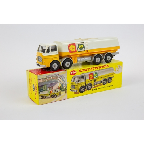 396 - Dinky Supertoys SHELL-B.P. Fuel Tanker (944). In yellow, white and grey livery, with paper labels to... 