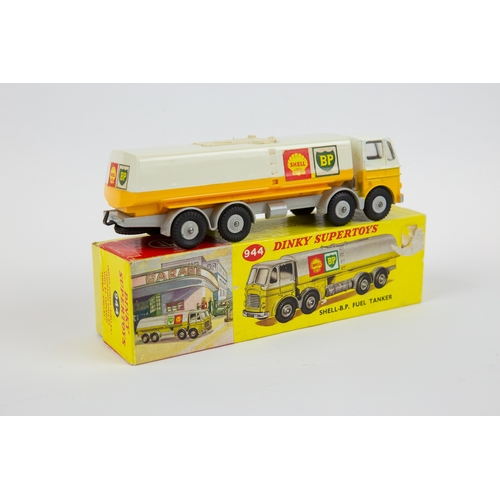 396 - Dinky Supertoys SHELL-B.P. Fuel Tanker (944). In yellow, white and grey livery, with paper labels to... 