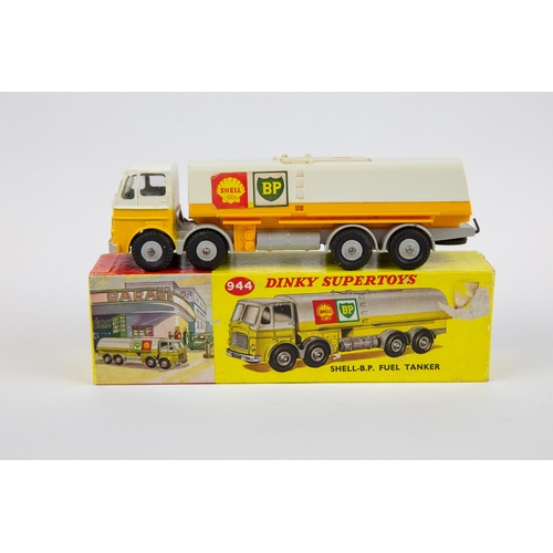 396 - Dinky Supertoys SHELL-B.P. Fuel Tanker (944). In yellow, white and grey livery, with paper labels to... 