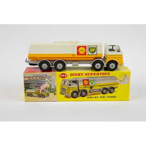 396 - Dinky Supertoys SHELL-B.P. Fuel Tanker (944). In yellow, white and grey livery, with paper labels to... 