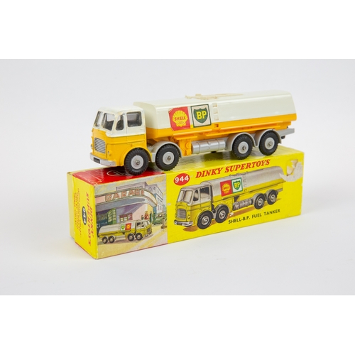 396 - Dinky Supertoys SHELL-B.P. Fuel Tanker (944). In yellow, white and grey livery, with paper labels to... 