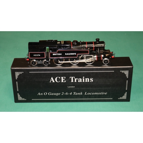 82 - ACE TRAINS O Gauge Tank Locomotive. An electric Stanier  2-6-4T in red lined gloss black BRITISH RAI... 