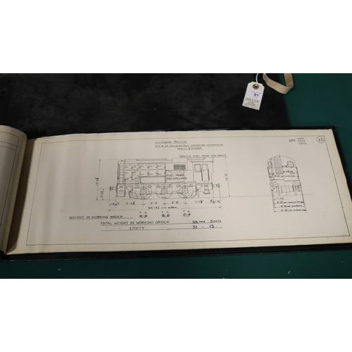 91 - 3 large British Railways Southern Region hardback Folders. Containing official drawings of locomotiv... 