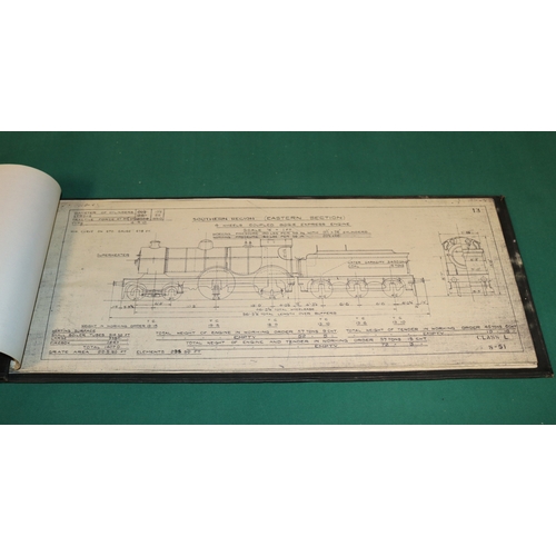 91 - 3 large British Railways Southern Region hardback Folders. Containing official drawings of locomotiv... 