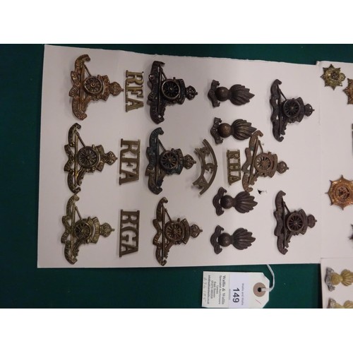 149 - 15 Royal Artillery cap badges, including officer's bronze and Territorial officer's and other ranks;... 