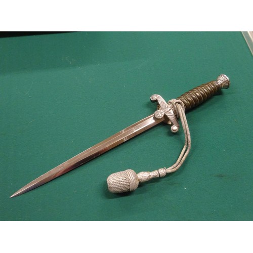 113 - A good scarce Third Reich Land Customs silver plated dagger, by W.K.C. Solingen, with wire bound lea... 