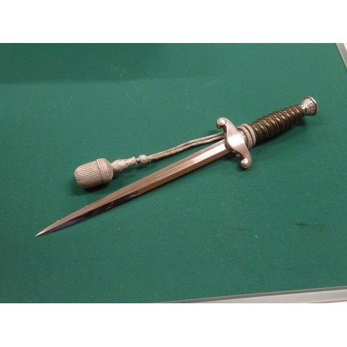 113 - A good scarce Third Reich Land Customs silver plated dagger, by W.K.C. Solingen, with wire bound lea... 