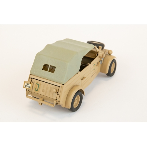 126 - 2 Gonio/ Kaden  1:24 scale VW kubelwagen models. Open top model finished in blue /grey with red cros... 