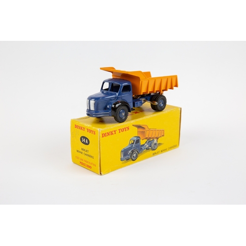 312 - French Dinky Berliet Benne Carrieres (34A). Cab, chassis and metal dished wheels in dark blue, cab w... 