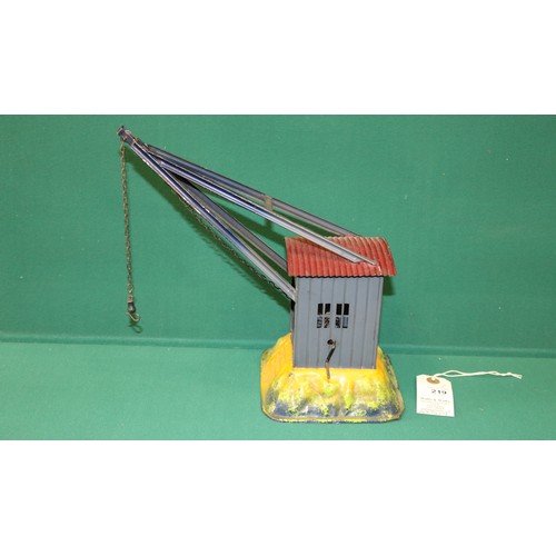 34 - A scarce Bing Gauge 1 slewing crane on Embankment Crane with grey corrugated sides with maroon corru... 