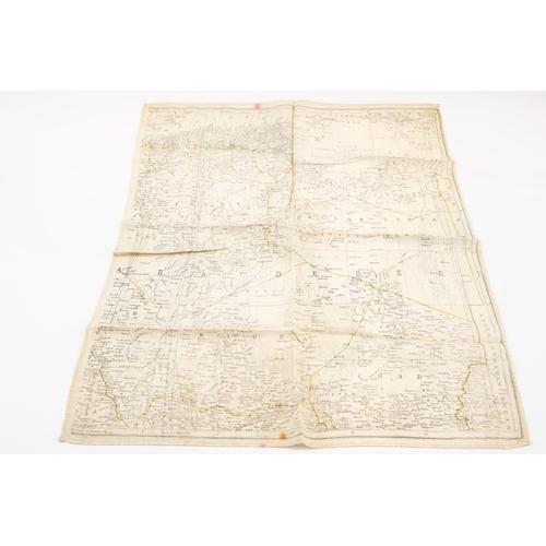 19 - A WWII printed silk escape map of Cyrenaica, to include Eastern North Africa, Sahara Desert, Malta, ... 