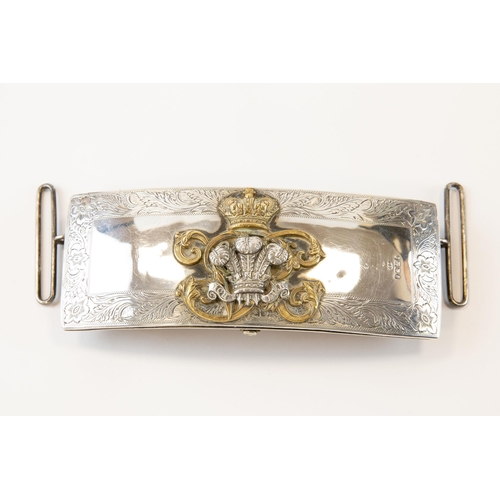 218 - A Victorian cavalry officer's pouch of the 3rd Dragoon Guards, the engraved silver flap HM B'ham 188... 