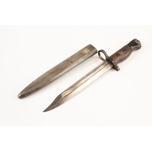 278 - A knife bayonet No 5 Mk I, for Jungle carbine and Sterling SMG. Wood grips. GC £70-80