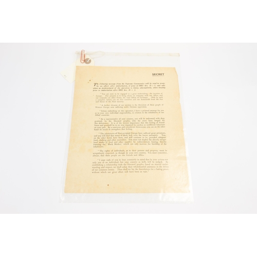 10 - A WWII D day printed paper message marked 