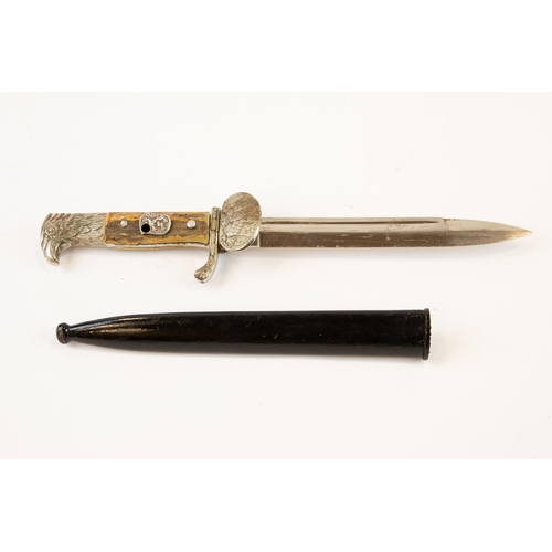 102 - A Third Reich Bulgarian (?) Police dress bayonet, plated blade 7¾