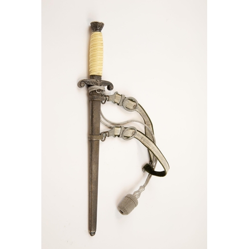 105 - A Third Reich Army officer's dagger, by Alcoso, Solingen, with silver plated hilt and scabbard, hang... 