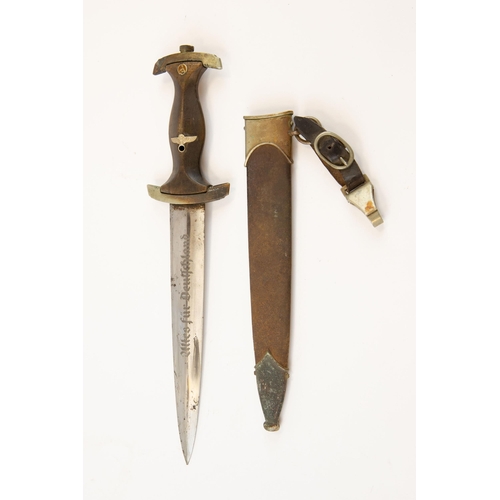 107 - A Third Reich SA dagger by the rare maker Hugo Koller, Solingen, with nickel silver mounts, the cros... 