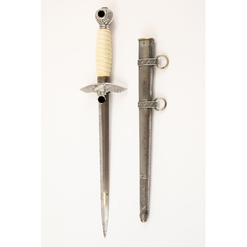 116 - A Third Reich 2nd pattern Luftwaffe officer's dagger, with worn maker's mark (AES?), and white plast... 