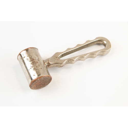 122 - A nickel plated copper bone hammer from a military surgeon's kit, stamped with a broad arrow and 