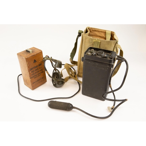 131 - A post WWII military No 88 Type B portable wireless set, in its webbing carrying case with metal she... 