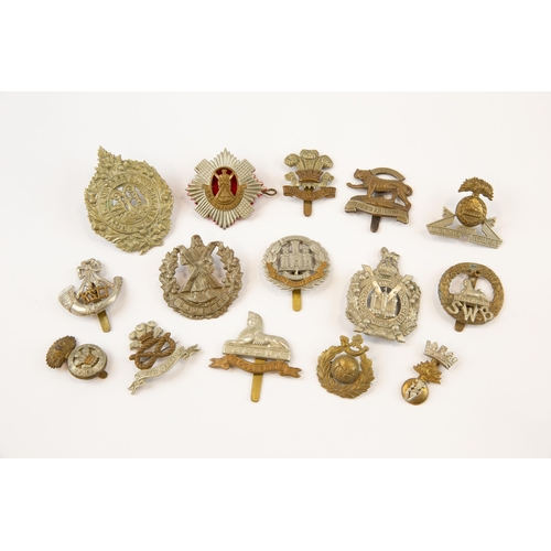 153 - 15 Infantry cap/glengarry badges, including Lincolnshire, Leicestershire, Lancashire Fusiliers with ... 