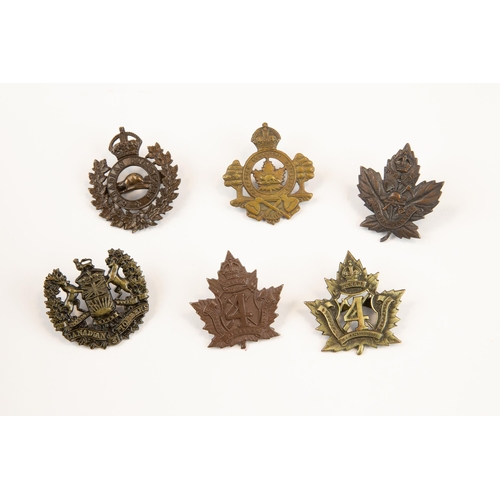 170 - 6 WWI CEF cap badges: 3rd Pioneer Bn; 4th Pioneer Bn, voided with tangs; another 4th Bn, non voided;... 