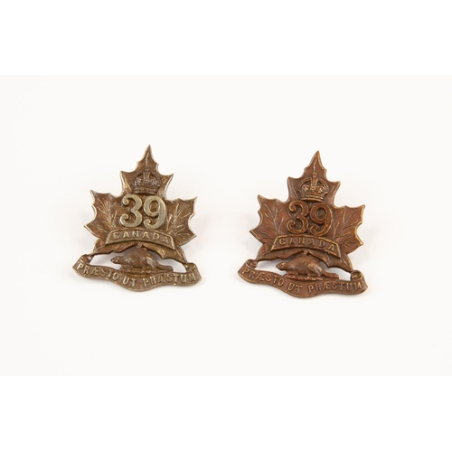 Two scarce WWI CEF Infantry cap of the 39th Bn, the type with motto ...