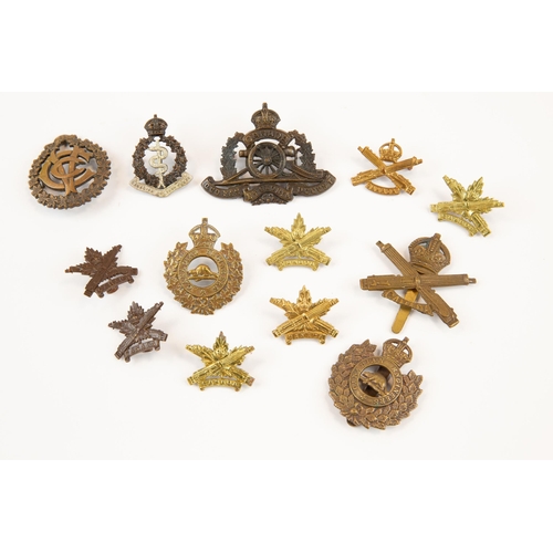 183 - 6 WWI CEF cap badges: Field Artillery General Service maple wreath type; Veterinary Corps, maple wre... 