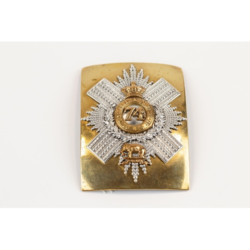 215 - A pre 1881 Officer's rectangular Shoulder Belt Plate of the 74th (Highlanders) Regiment of Foot, of ... 