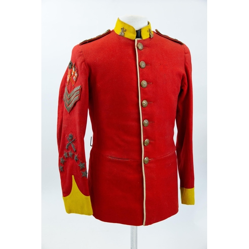 219 - An Edwardian scarlet tunic to a Colour Sergeant in the 4th Territorial Battalion of the Norfolk Regi... 