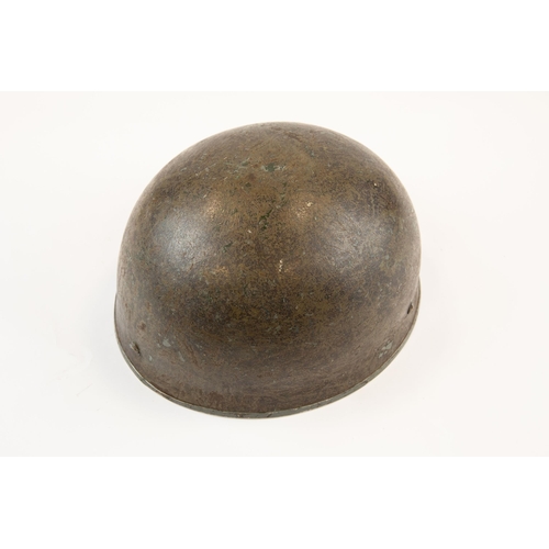 223 - A British Parachutist's steel helmet, with foam padded liner and webbing chin strap and chin pad. GC... 