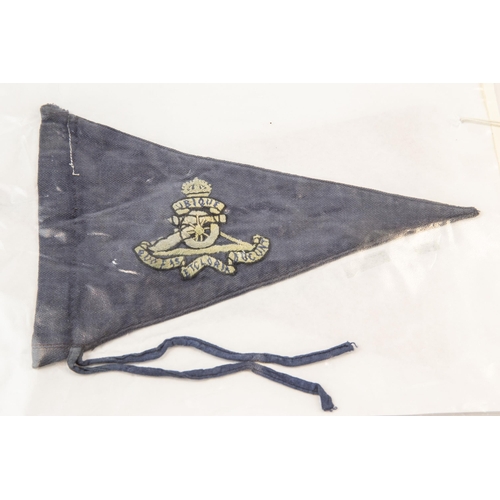 228 - 3 British vehicle pennants: Royal Artillery and similar 2nd Army (mothed) and one other. £50-80