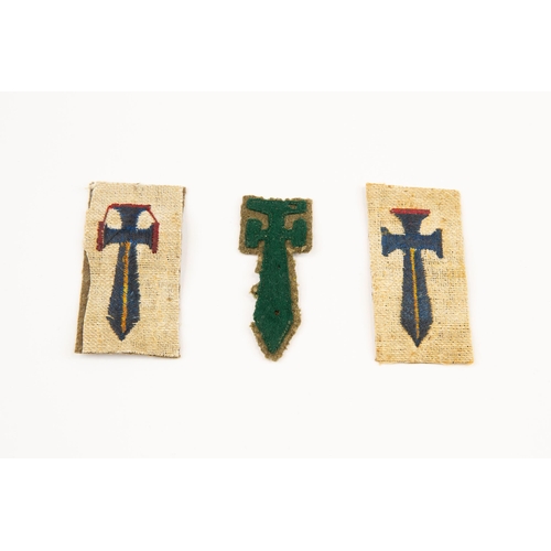 233 - 3 British WWI 56th London formation signs, 2 embroidered and one felt. £80-100