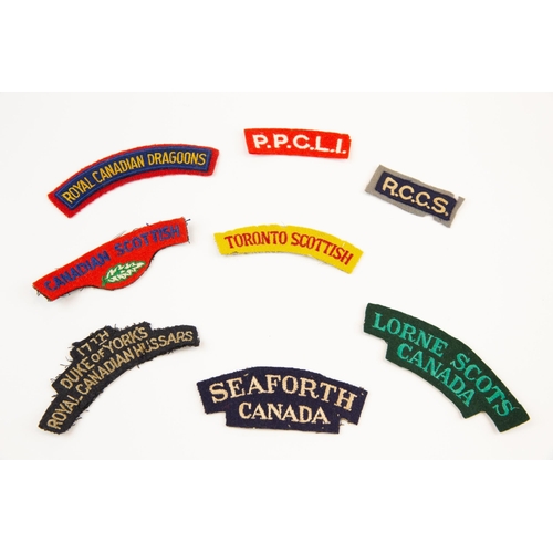 248 - WWII Canadian cloth titles: Lorne Scots, Canadian Scottish, Toronto Scottish, Seaforth Canada, PPCLI... 