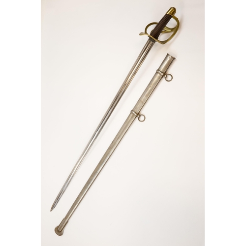 262 - A copy of a French Waterloo period Heavy Cavalry trooper's sword, in its steel scabbard. GC £40-50