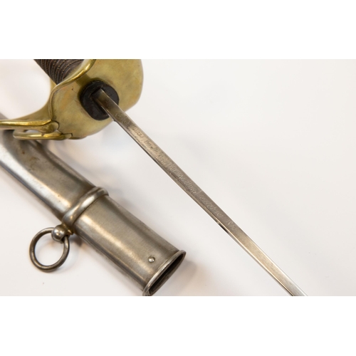 262 - A copy of a French Waterloo period Heavy Cavalry trooper's sword, in its steel scabbard. GC £40-50