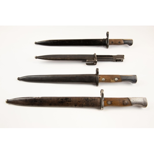 279 - A Belgian FN bayonet; a Portuguese Mauser type knife bayonet for MP34; 2 other Mauser type bayonets.... 