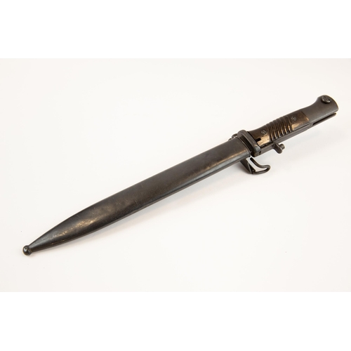 284 - A scarce German Mauser bayonet, altered by Norwegian Army to fit US MI Garand Rifle, blade 10