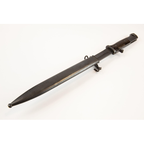 284 - A scarce German Mauser bayonet, altered by Norwegian Army to fit US MI Garand Rifle, blade 10