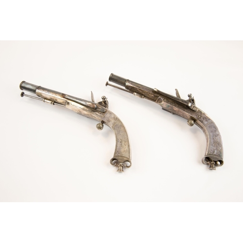 363 - A good pair of 34 bore Scottish all metal flintlock belt pistols by Macleod, c 1820, 11