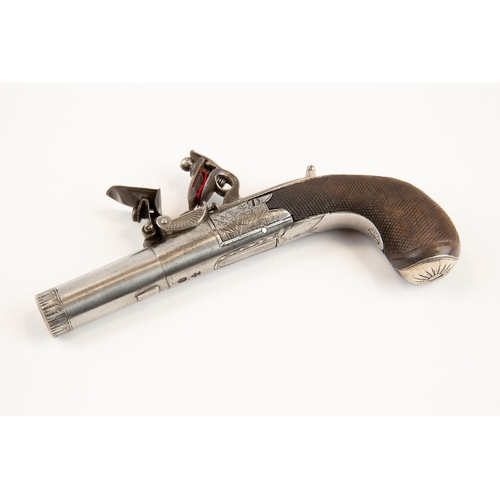 366 - A good quality 36 bore flintlock boxlock pocket pistol, by John Jones, London, c 1820, turn off barr... 